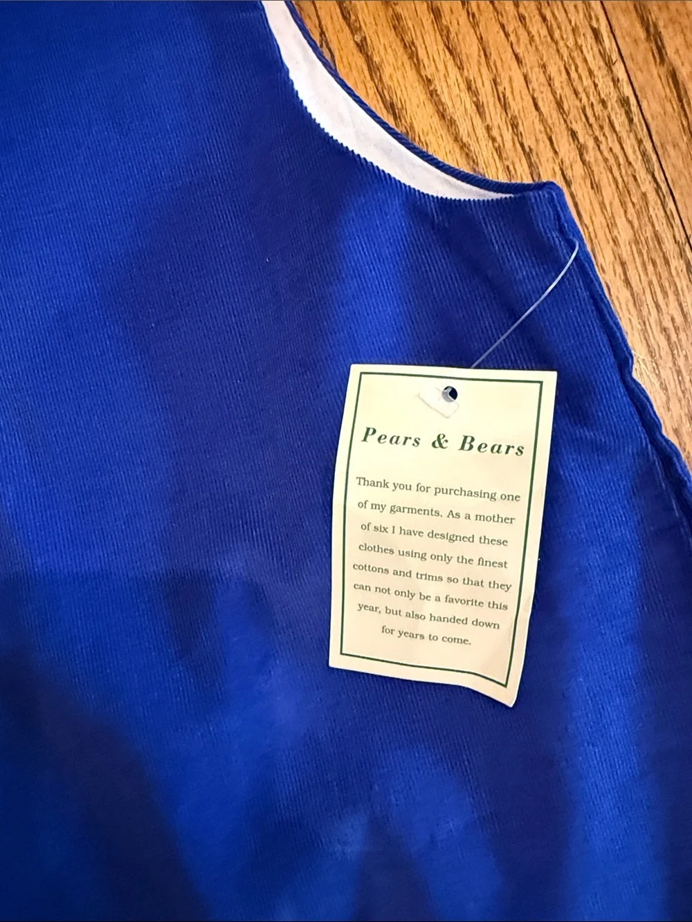 Pears & Bears girls curdoroy royal blue shift dress front pockets size 8 NWT